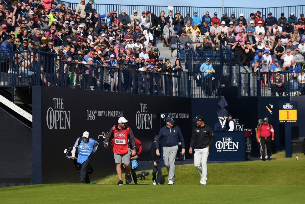 Huge crowds watching on from the Royal Portrush grandstands